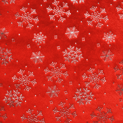 Ткань Искусственный Мех Коротковорсовый 190 гр/м2 (Ширина 150см), принт Снежинки на красном в Майкопе